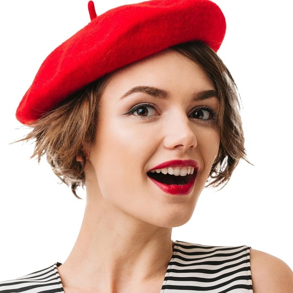 RED BERET wool hat French style - Picture 4 of 4